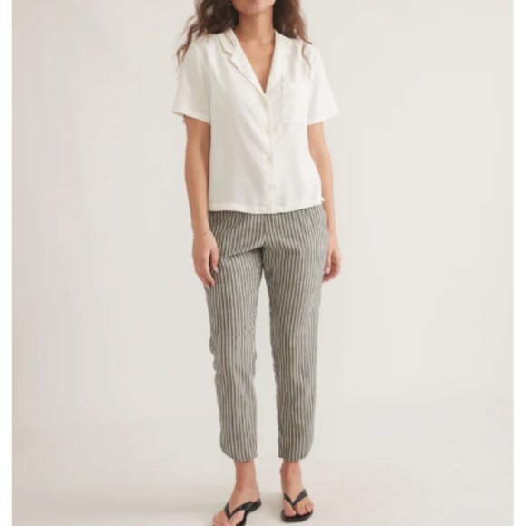 Marine Layer Pants - Marine Layer Allison Pants Dolphin Hem, Black/White Stripe, Size Small